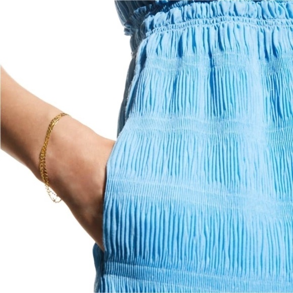 Rebecca Taylor Pleated Voile Short Dress Size Large Cerulean Blue Halter New NWT - Picture 11 of 13